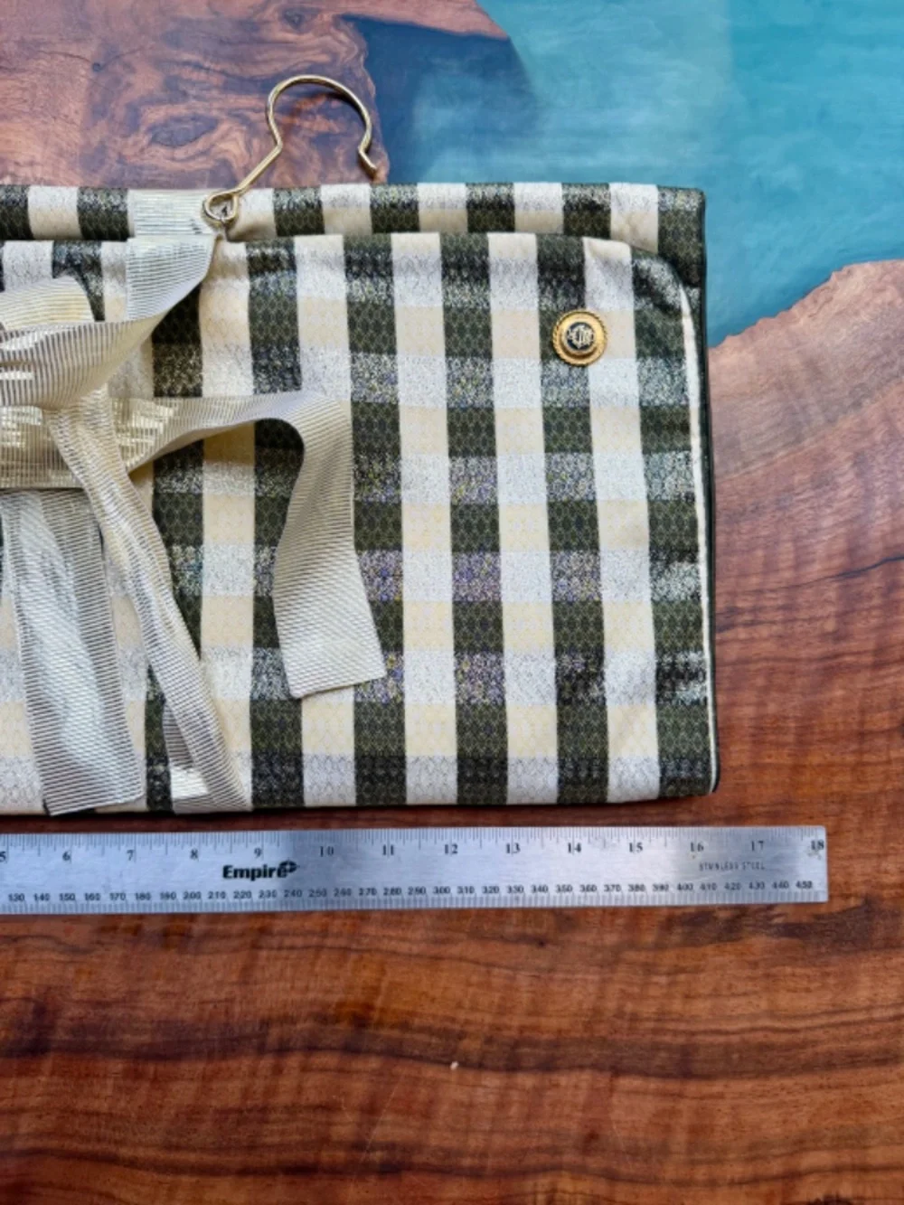 Vintage Christian Dior Hanging Travel Vanity Cosmetic Organizer Checkered